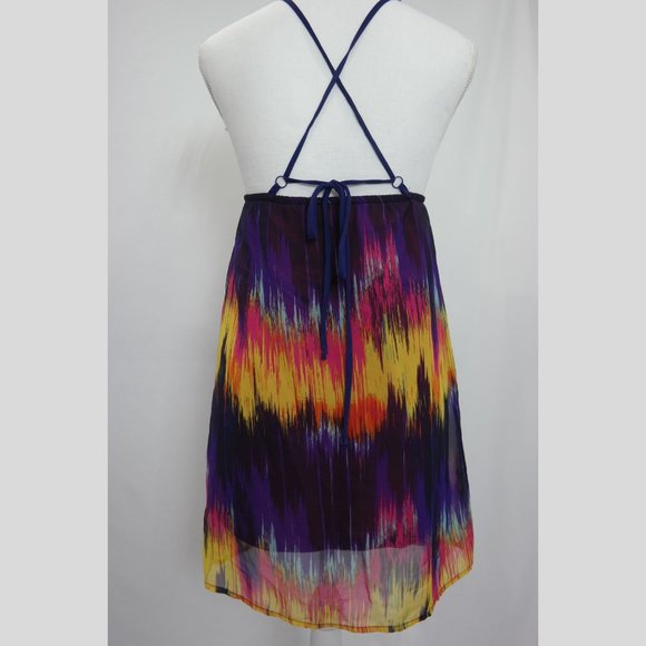 Kira Unique colorful Mini Dress. SEXY V-neck, BACKLESS w/ Convertible Straps - Picture 9 of 13